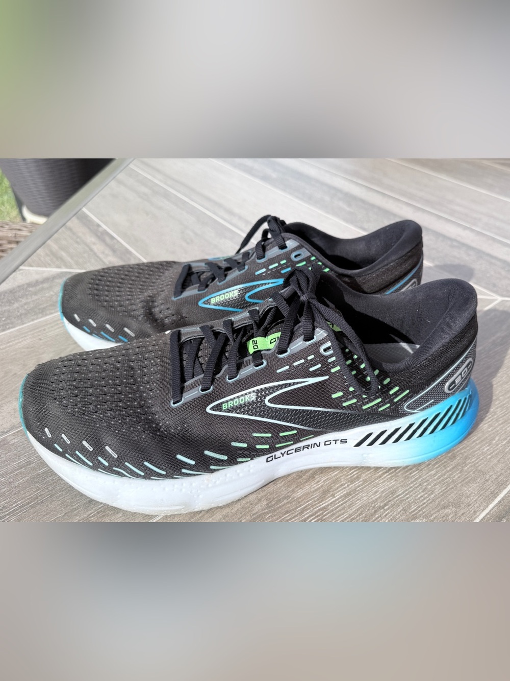 Brooks Men's Glycerin GTS Black with Teal & Mint Accents - Picture 3 of 7